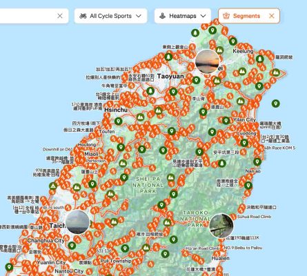 Popular Cycling Routes in Northern Taiwan on Strava